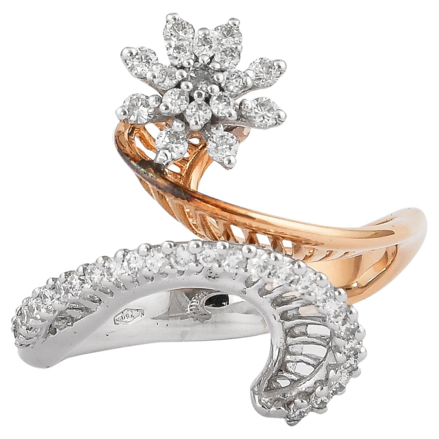 0.413 Carat Diamond Ring in 18 Karat White & Rose Gold. For Sale