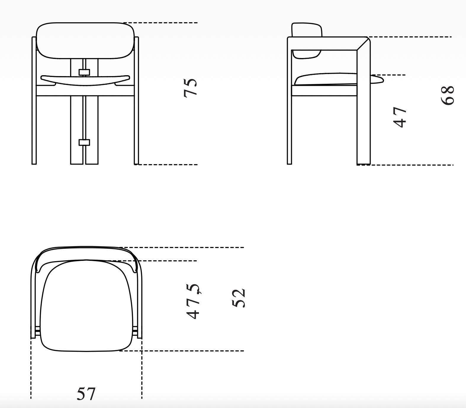 Blackened 0414 Dining Chair by Gallotti & Radice made in Italy