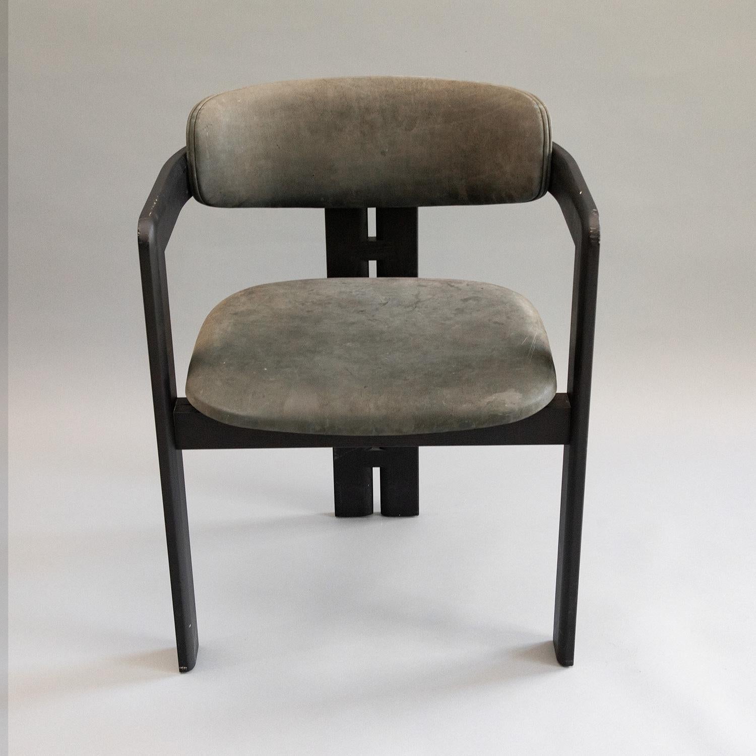 Esszimmerstühle 0414 aus grauem Wildleder und ebonisiertem Holz von Gallotti & Radice, 8er-Set 3