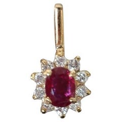 0.41Ct No Heat Burma Ruby and Diamonds Pendant