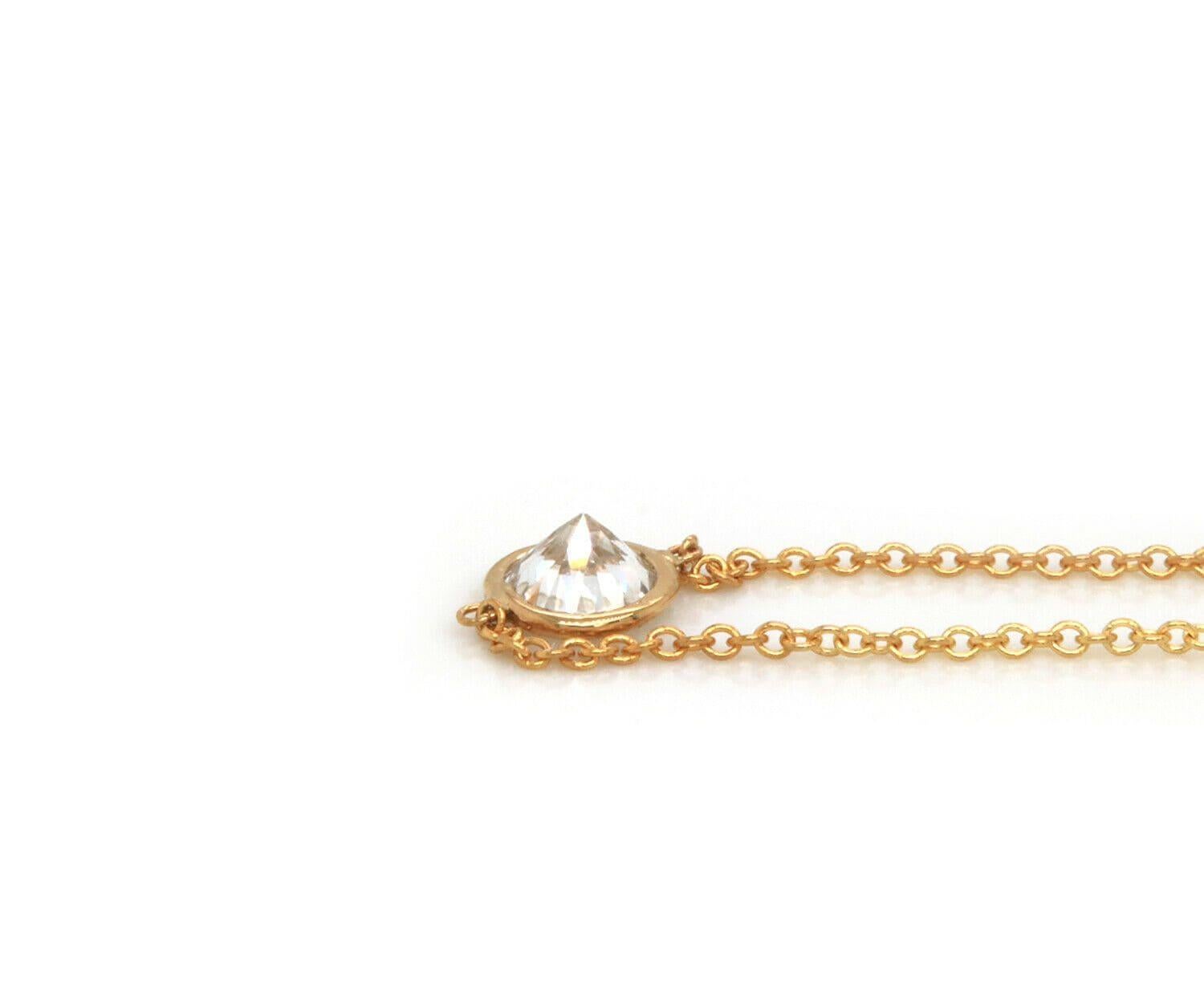 0,41 Karat alter europäischer Diamant Solitär-Halskette in 14 Karat Gelbgold mit Lünette (Alteuropäischer Schliff) im Angebot