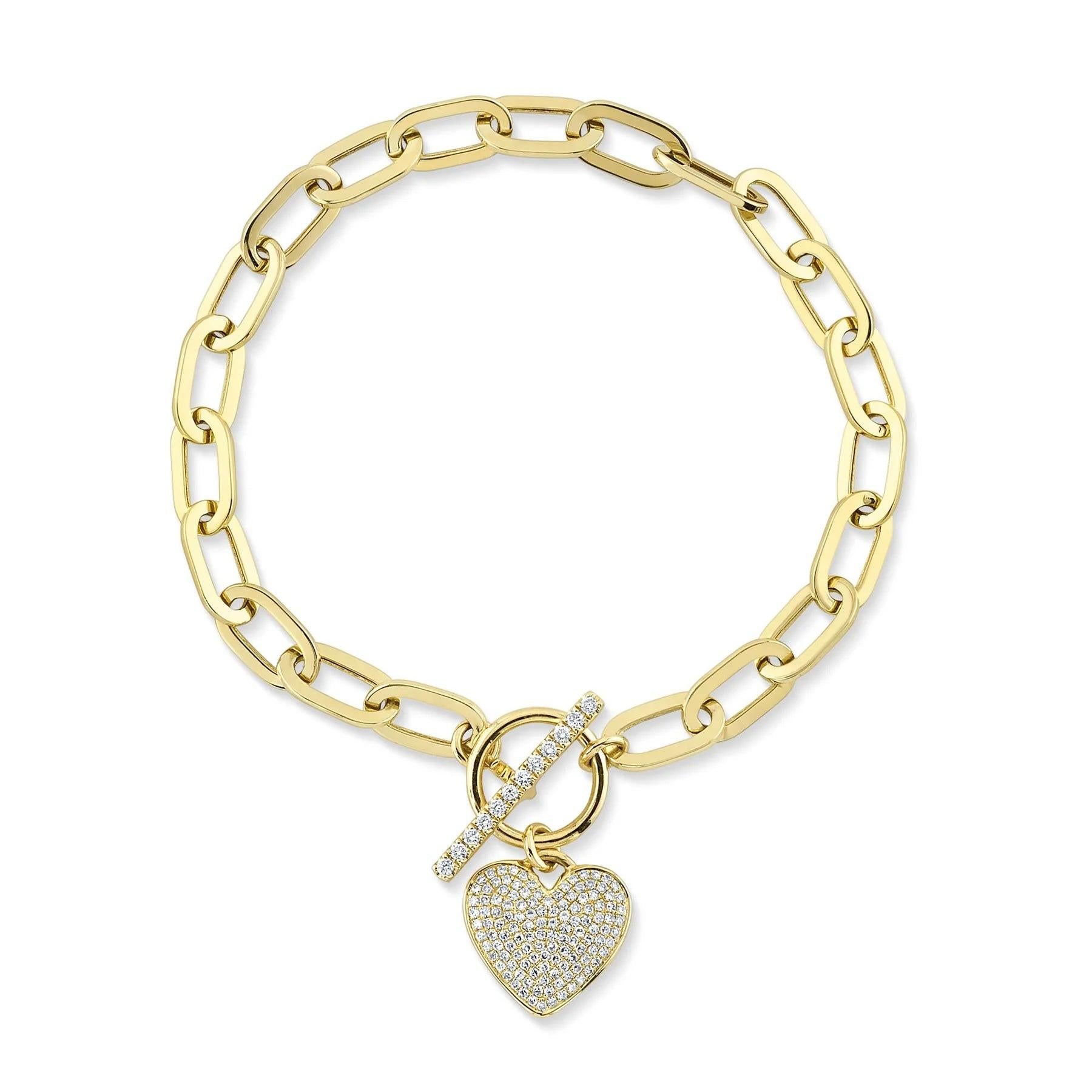 0.41ct Round Brilliant Cut Diamond Heart Shaped Charm Bracelet For Sale