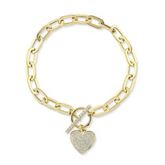 0.41ct Round Brilliant Cut Diamond Heart Shaped Charm Bracelet