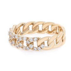 0.41Cttw Rachel Koen Pave Diamond Chain Link Ring 14K Yellow Gold