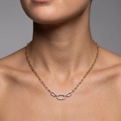 0.41ctw Diamond Oval Link 14K Yellow Gold Necklace