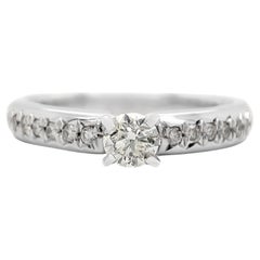 0.41CTW Light Yellow Diamond Engement Ring 14K White Gold Ring