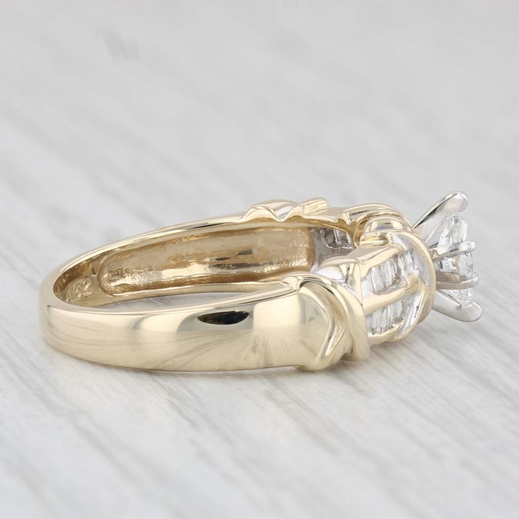  Bague de fiançailles en or jaune 14 carats avec diamant marquise de 0,41 carat, taille 7,25 Pour femmes 