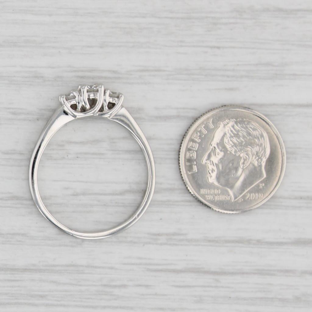 0.41ctw Round Diamond 3-Stone Engagement Ring Platinum Size 8.25 For Sale 2