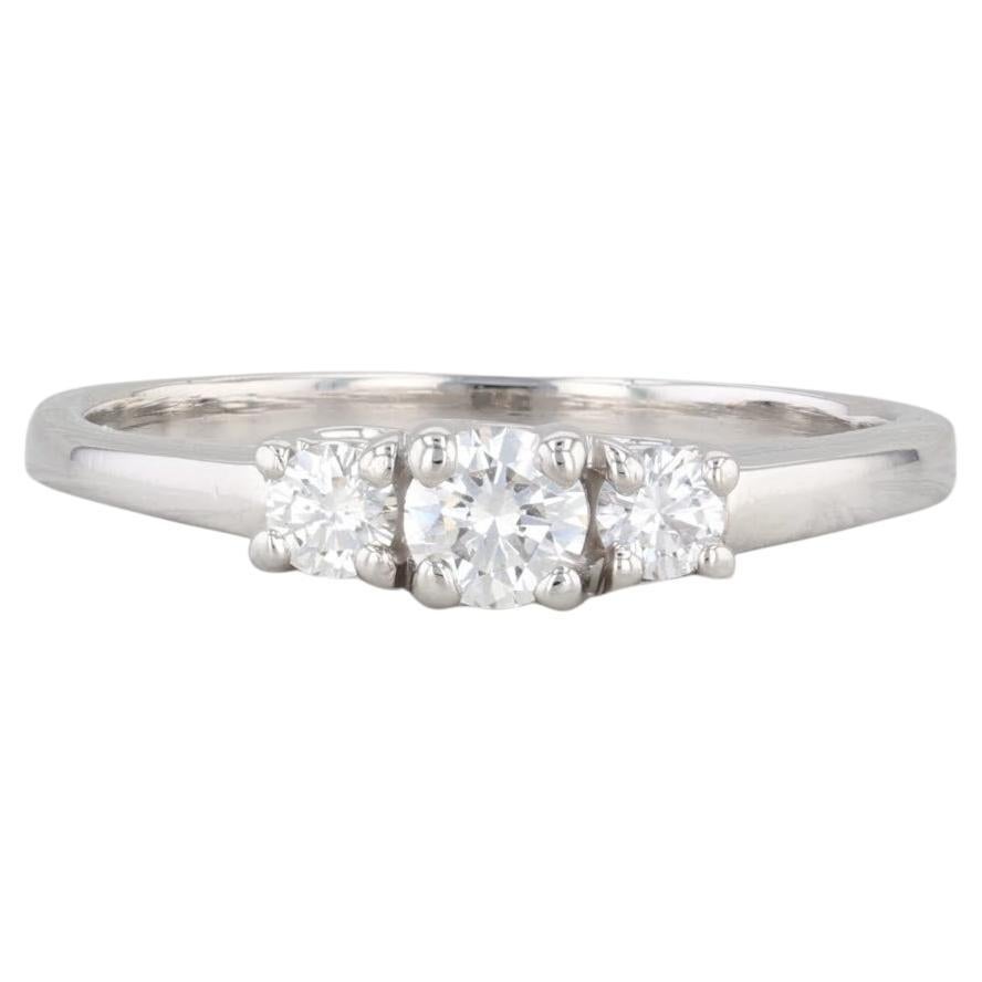 0.41ctw Round Diamond 3-Stone Engagement Ring Platinum Size 8.25 For Sale