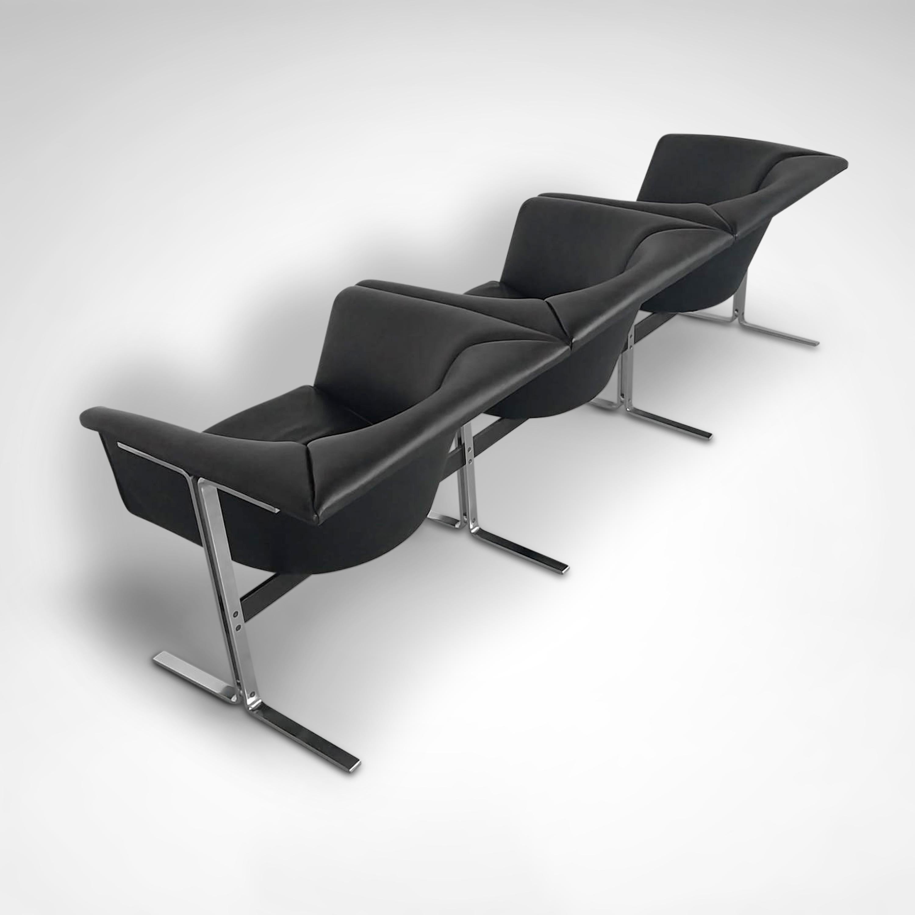 Stainless Steel 042 3-Seater Seating Group by Geoffrey Harcourt for Artifort 1960s For Sale