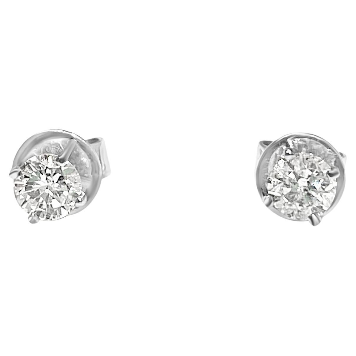 Clous d'oreilles en or blanc 14 carats avec diamants de 0,42 carat