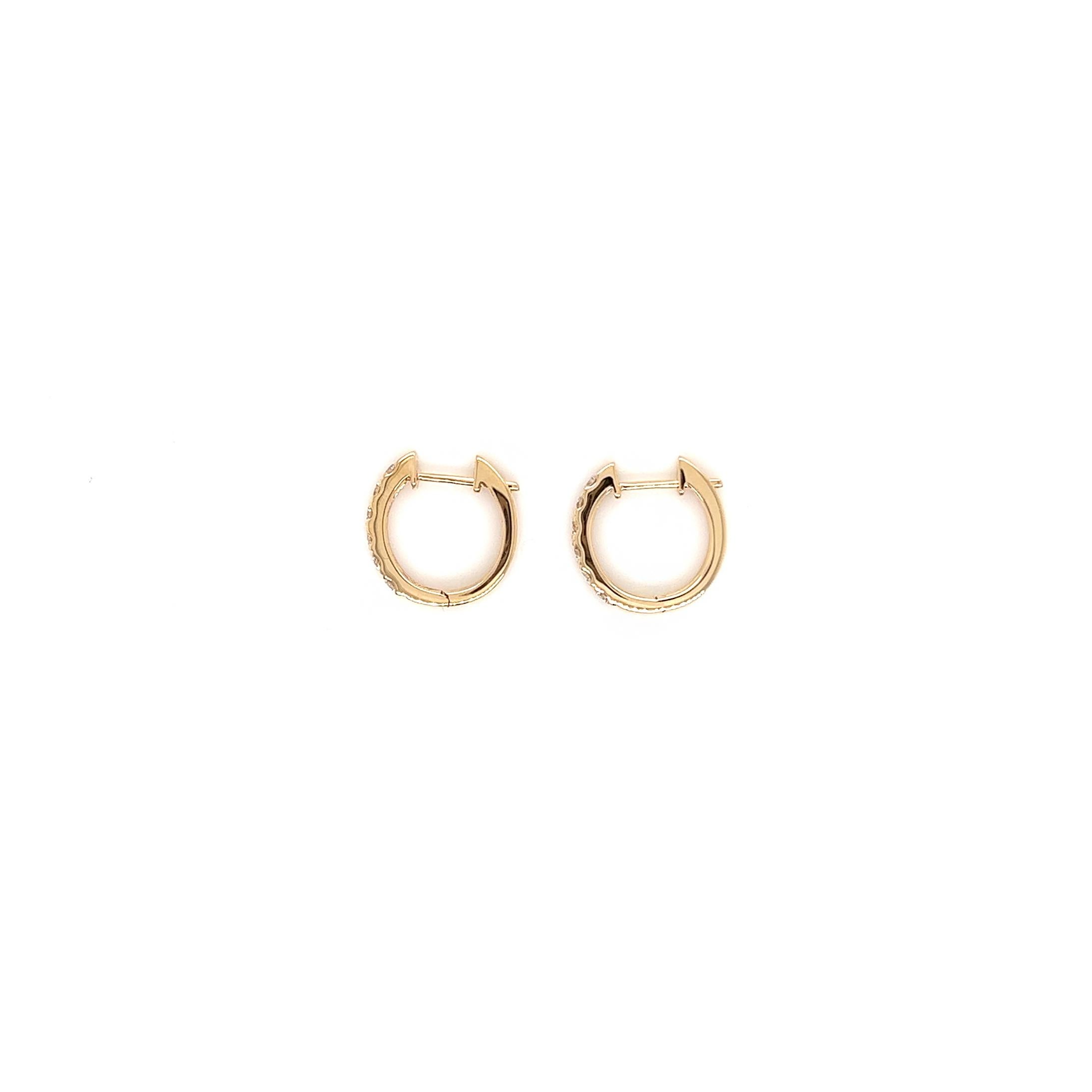 0.42 Carat Diamond Pave-Set Hoop Earrings in 14K Yellow Gold In New Condition For Sale In New York, NY