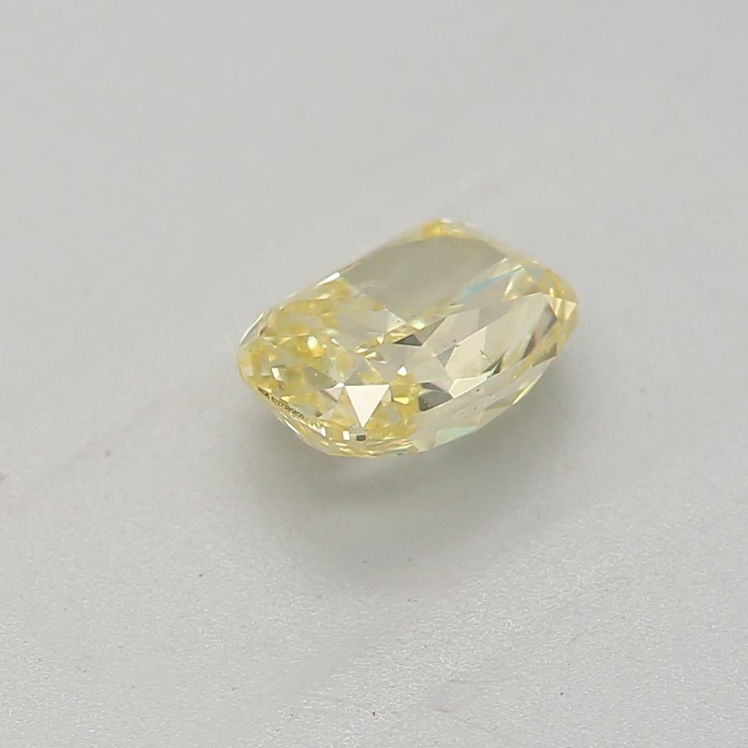 0.42 Carat Fancy Yellow Cushion cut diamond SI2 Clarity GIA Certified In New Condition For Sale In Kowloon, HK