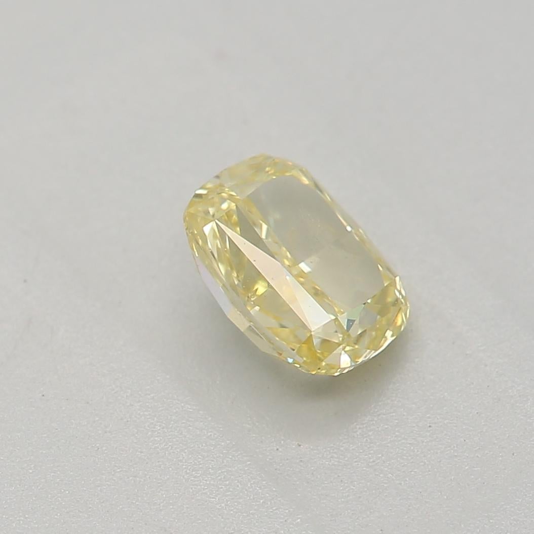Women's or Men's 0.42 Carat Fancy Yellow Cushion cut diamond SI2 Clarity GIA Certified For Sale