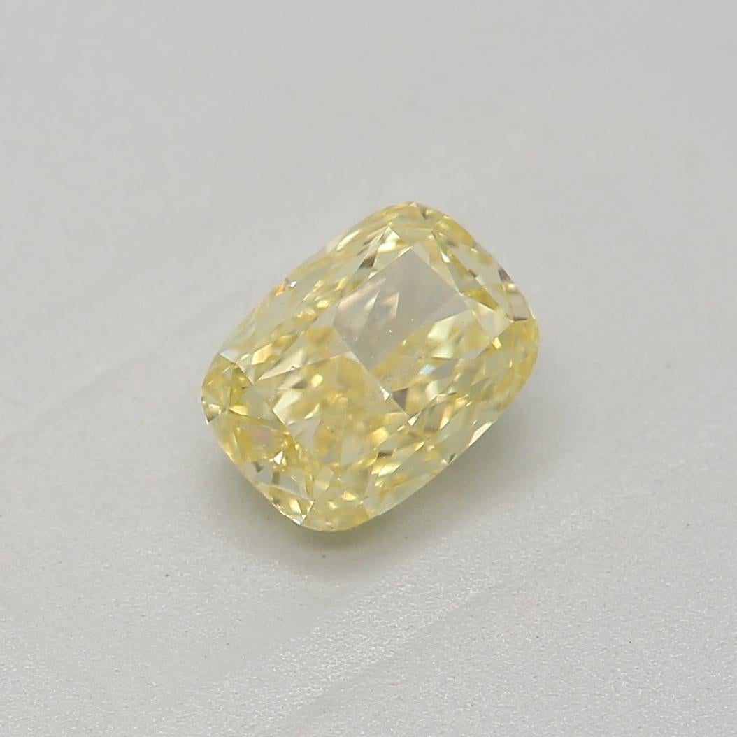 0.42 Carat Fancy Yellow Cushion cut diamond SI2 Clarity GIA Certified For Sale 1