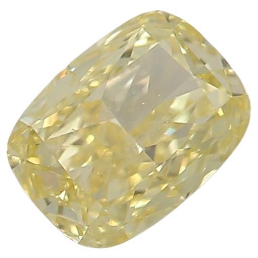 0.42 Carat Fancy Yellow Cushion cut diamond SI2 Clarity GIA Certified For Sale