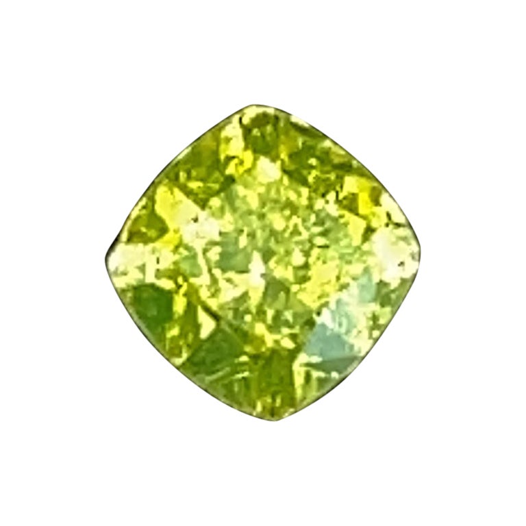 0,42 Karat GIA-zertifizierter natürlicher Fancy Vivid Greenish Gelber Diamant im Kissenschliff im Angebot