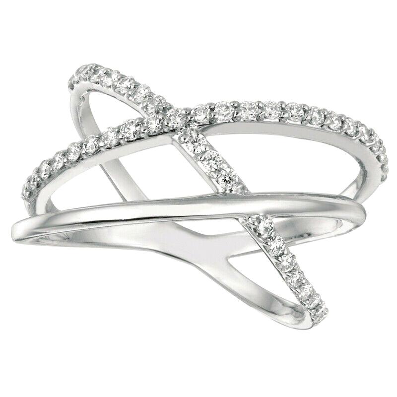 0.42 Carat Natural Diamond Fashion Ring G SI 14K White Gold