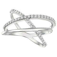 0.42 Carat Natural Diamond Fashion Ring G SI 14K White Gold