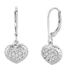0.42 Carat Natural Diamond Heart Earrings G SI 14k White Gold
