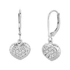 Boucles d'oreilles en forme de cœur en or blanc 14 carats avec diamants naturels de 0,42 carat G SI