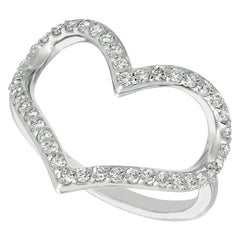 Anello a cuore con diamante naturale da 0,42 carati G SI Oro bianco 14 carati