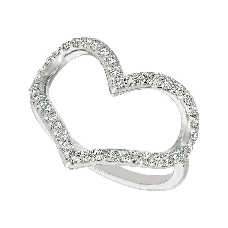 For Sale:  0.42 Carat Natural Diamond Heart Ring Band G SI 14 Karat White Gold