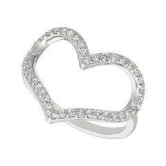 0.42 Carat Natural Diamond Heart Ring Band G SI 14 Karat White Gold