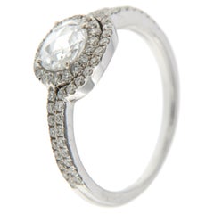 0.42 Carat Rose Cut Diamond Stack Ring in 18 Karat White Gold