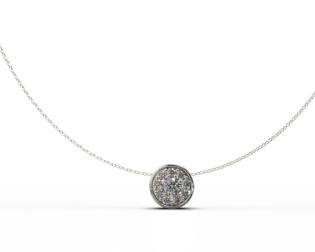 Halo Necklace

This gorgeous petite pendant features a stunning round brilliant cut diamond surrounded by a halo of white diamonds. The circular setting is suspended from an elegant platinum trace chain.

Round brilliant cut diamond: F-Colour , VS2