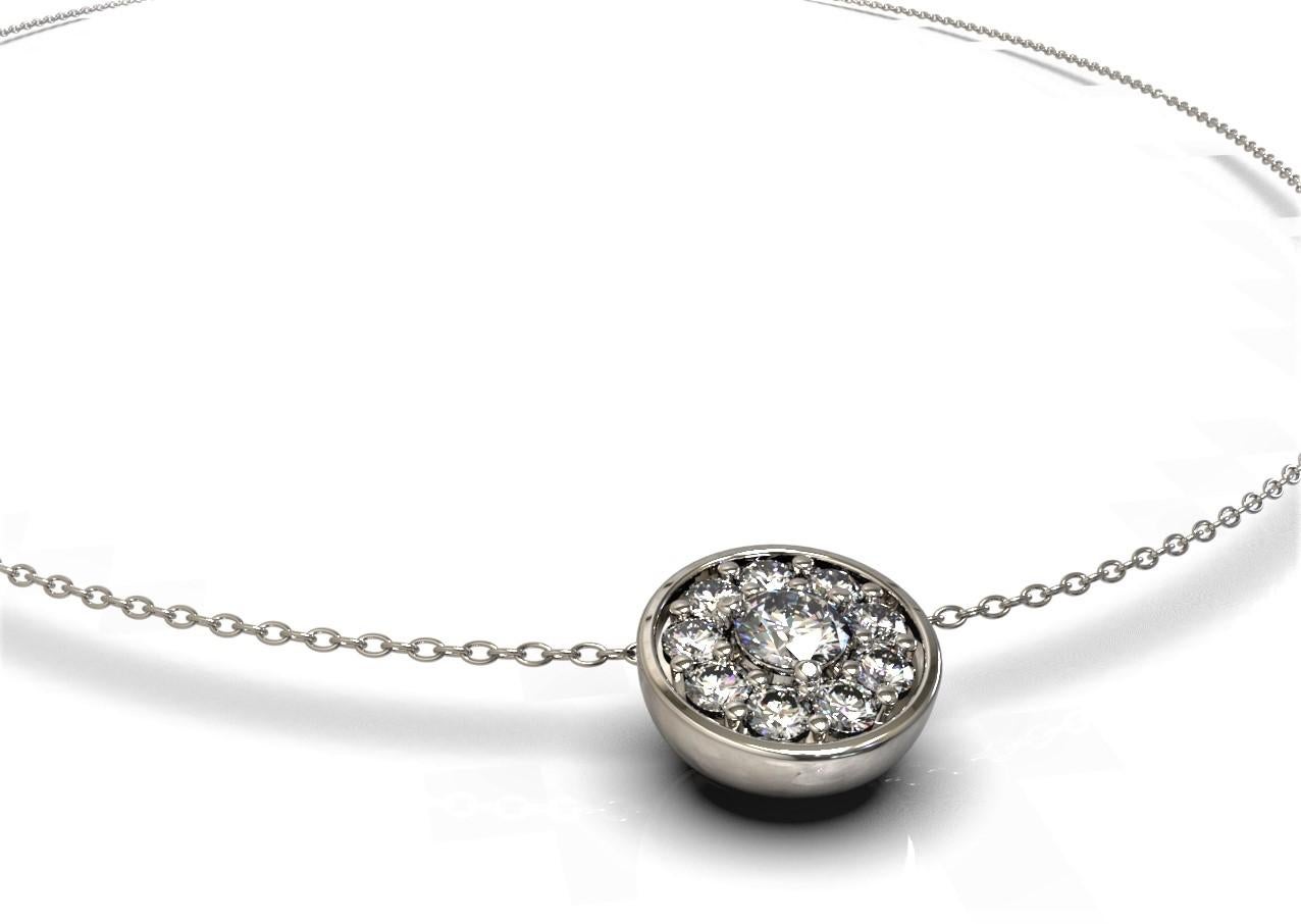 Modern 0.42 Carat Round Brilliant Cut Cluster Diamond Necklace in Platinum For Sale