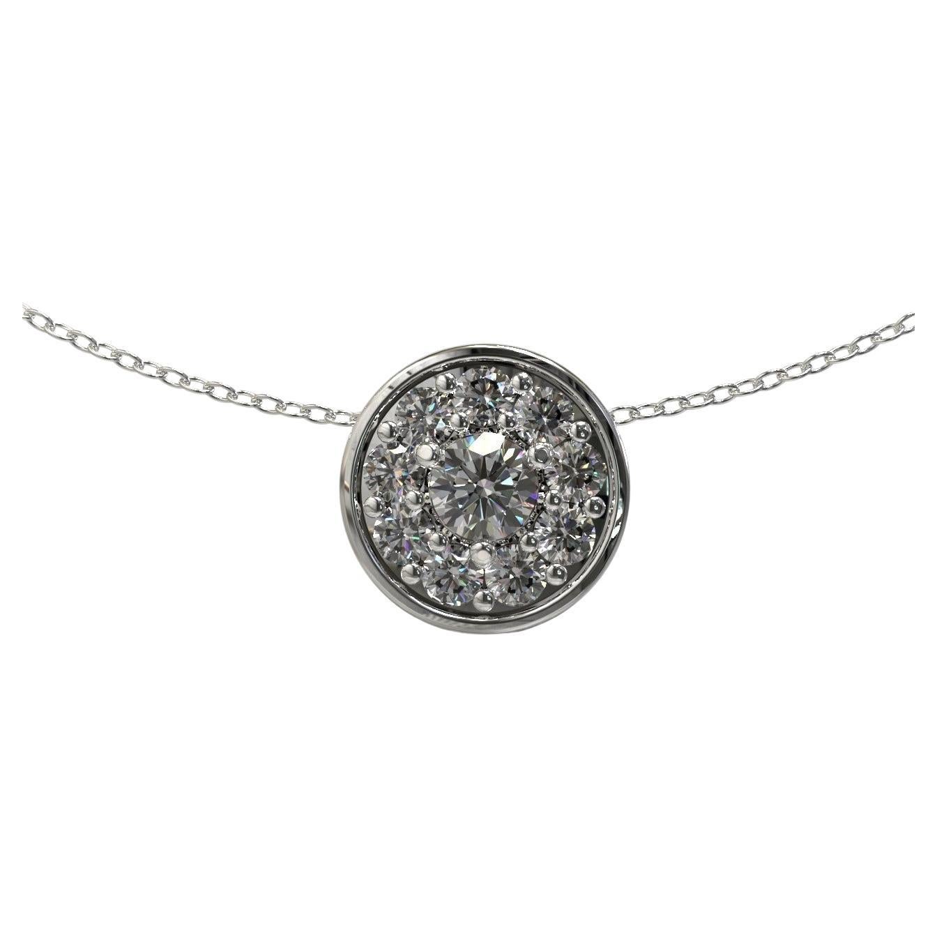 0.42 Carat Round Brilliant Cut Cluster Diamond Necklace in Platinum For Sale