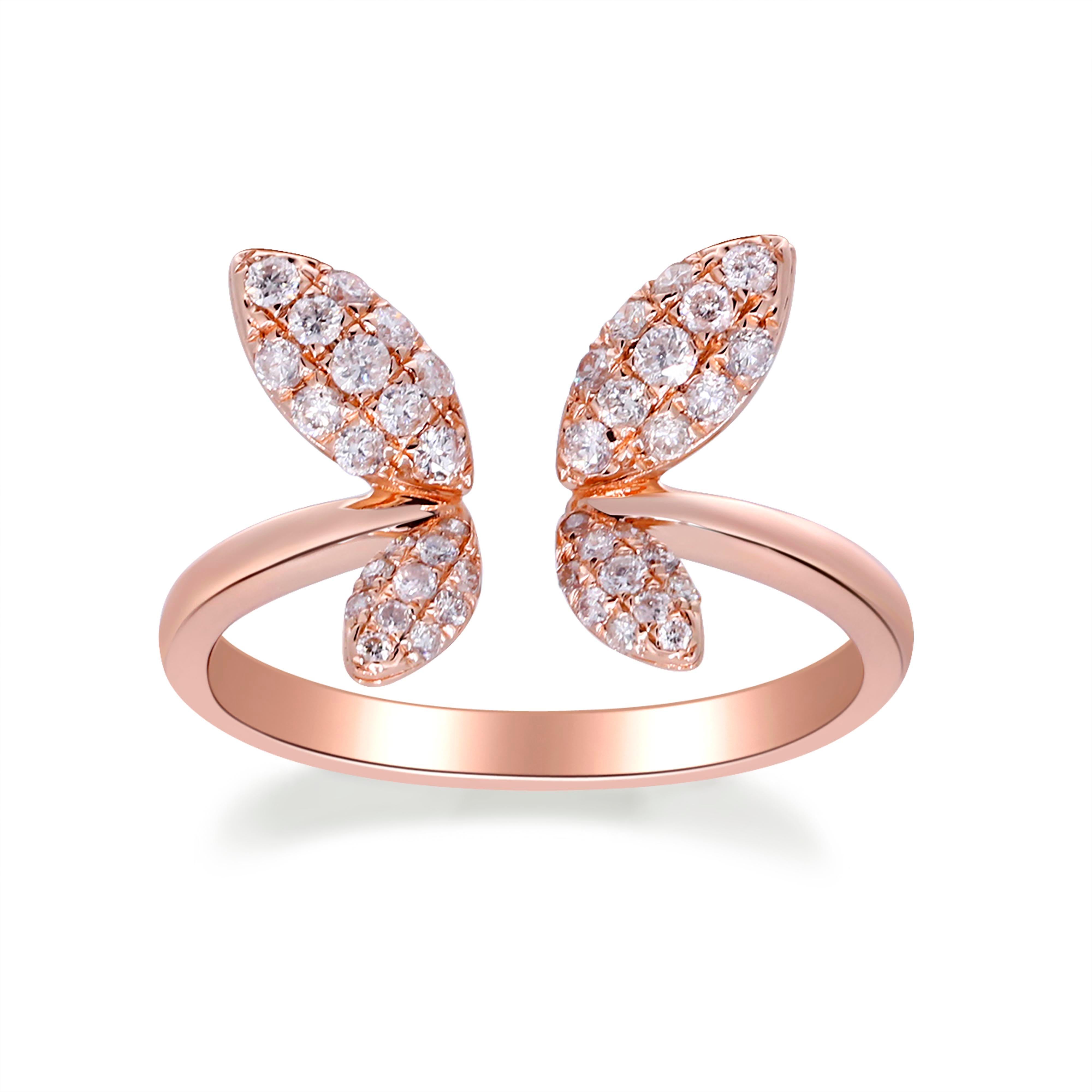 Stunning, timeless and classy eternity Unique ring. Decorate yourself in luxury with this Gin & Grace ring. The 14K Rose Gold jewelry boasts Round-Cut Diamond (44 pcs) 0.42 Carat accent stones for a lovely design. This ring is weight 2.60 grams.