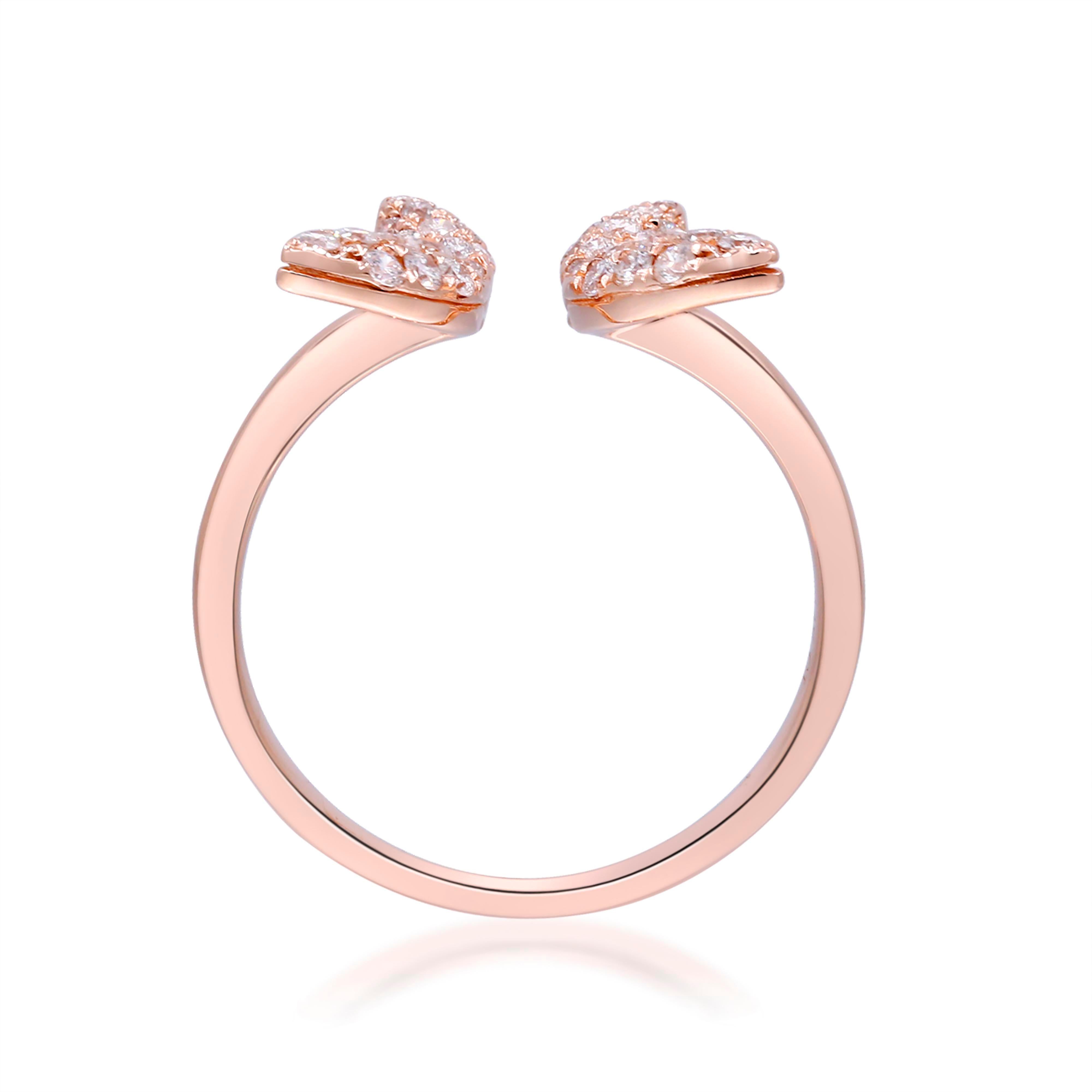 Round Cut 0.42 Carat Round-Cut Diamond 14K Rose Gold Ring For Sale
