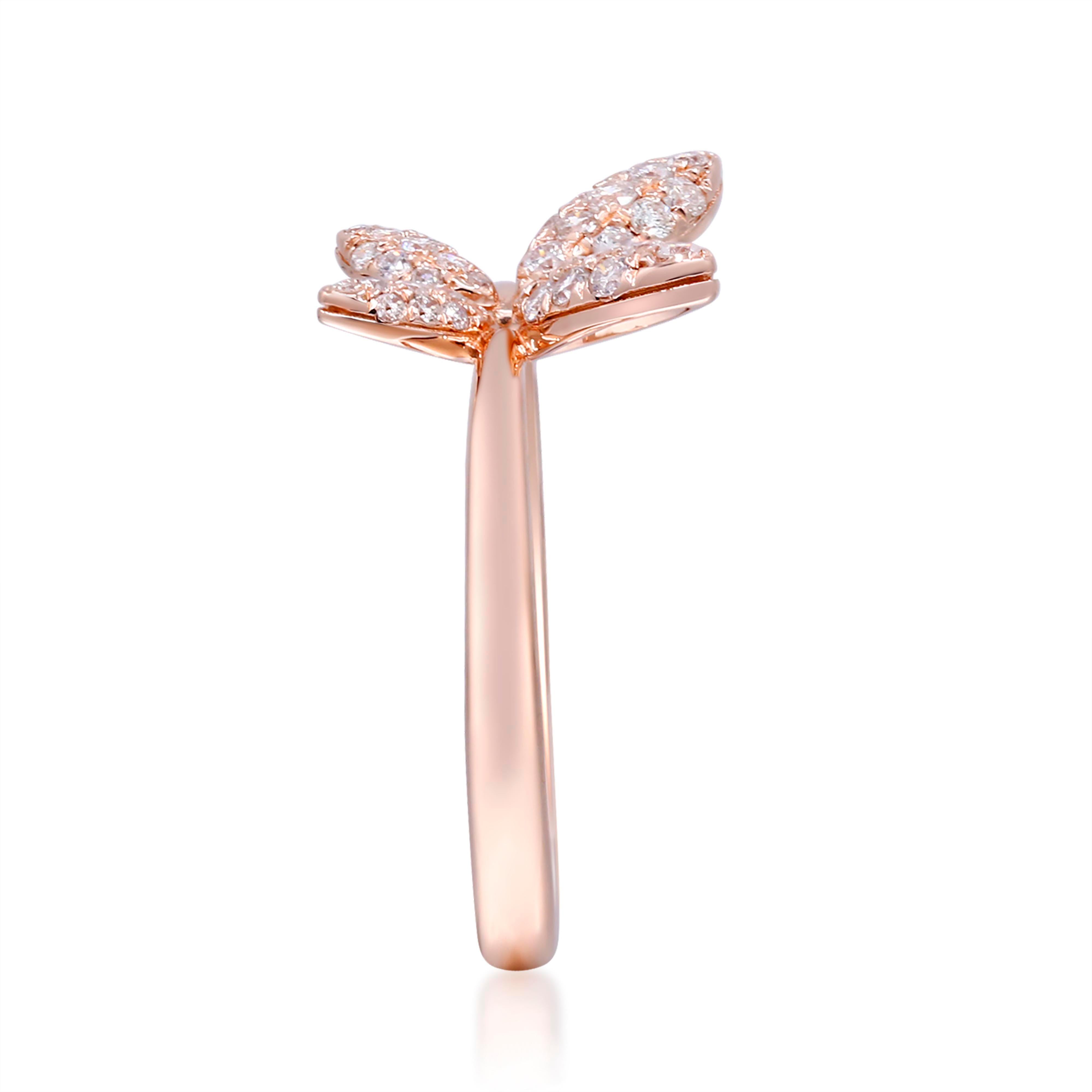 0.42 Carat Round-Cut Diamond 14K Rose Gold Ring In New Condition For Sale In New York, NY
