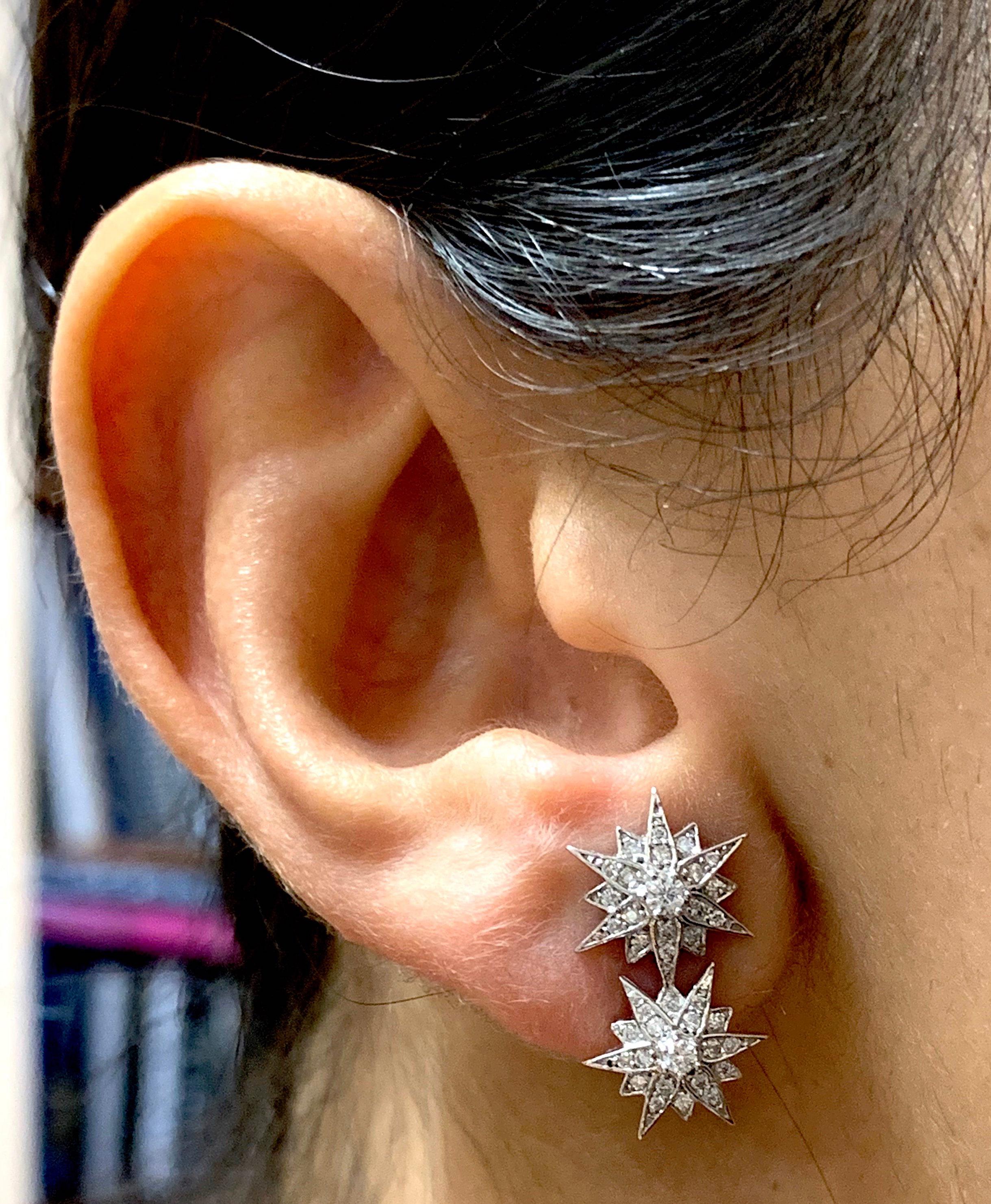 Round Cut 0.42 Carat Star Diamond Earrings