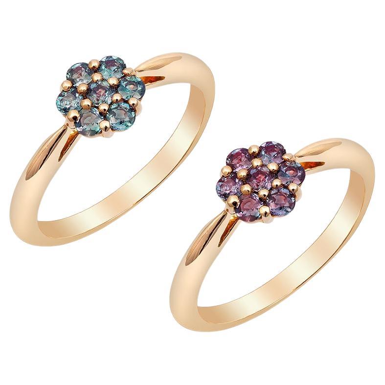 0.42 Carats Alexandrites set in 14K Yellow Gold Ring