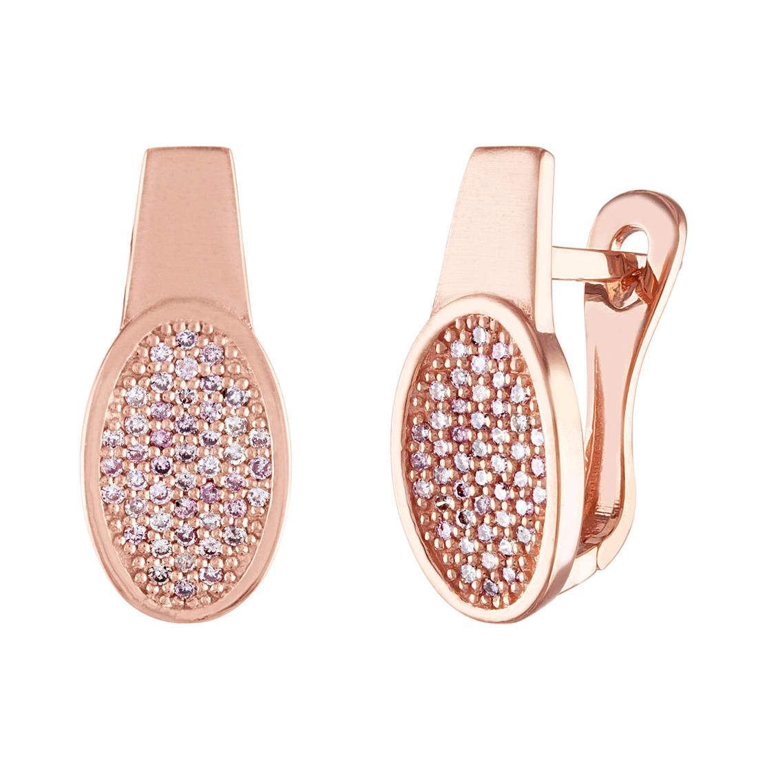 0.42 Carats Pink Diamonds & Rose Gold Earrings For Sale