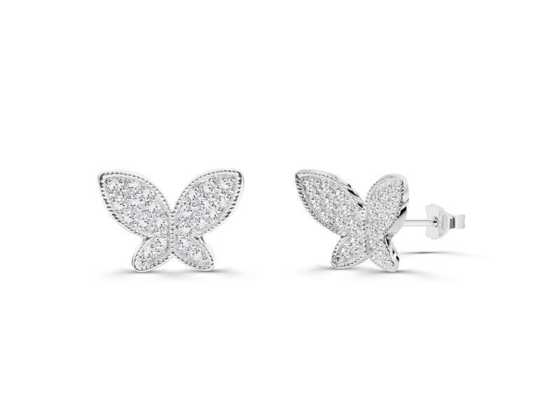Peace Jewelers Choice of 14K Gold 1.30ctw Lab Grown Diamond Butterfly Stud Earrings