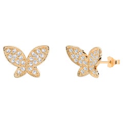 0,42ct Diamant Schmetterling Ohrstecker in 14k Gold