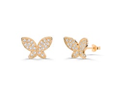 0.42ct Diamond Butterfly Stud Earrings in 18k Gold