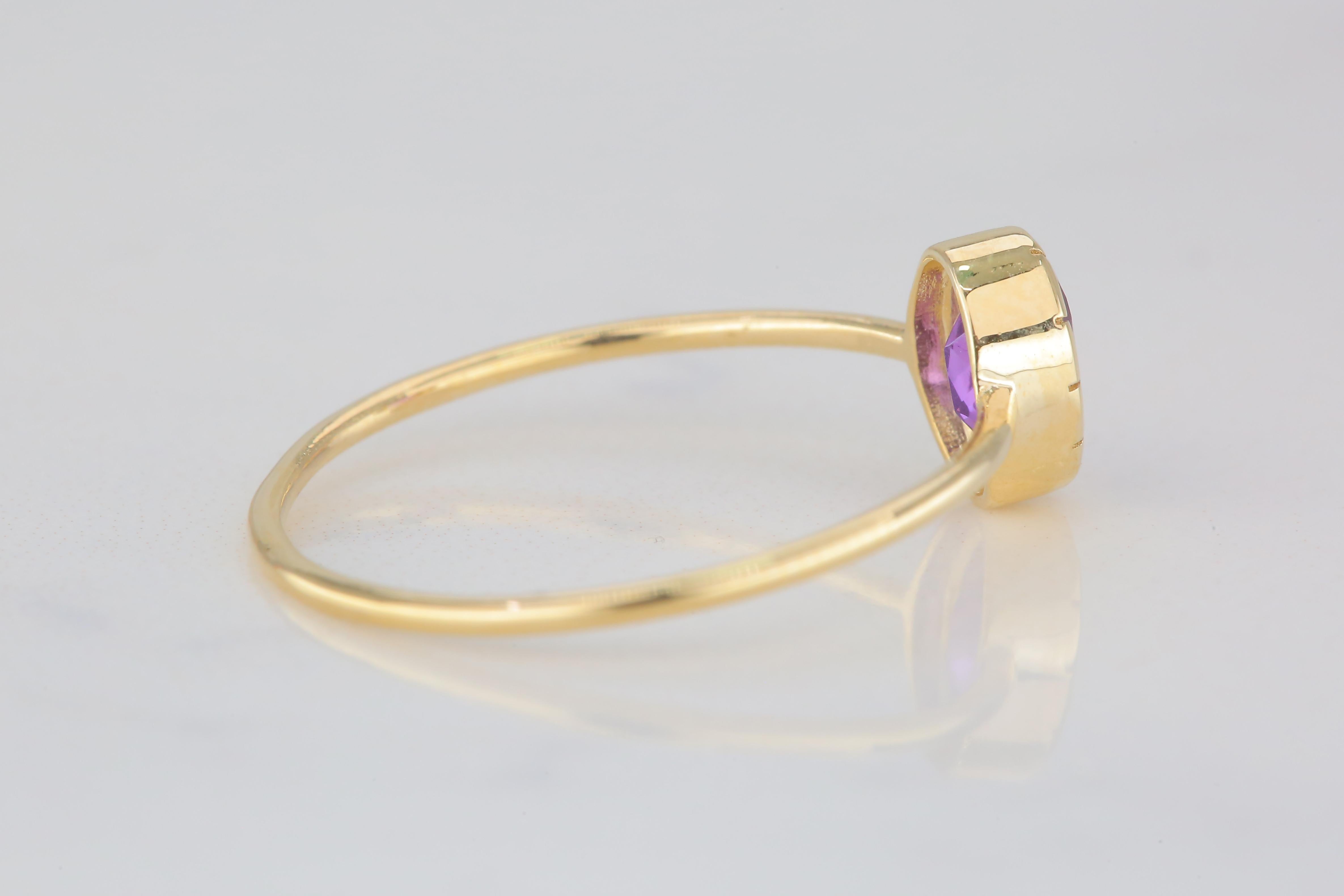 For Sale:  0.42 Ct Oval Cut Amethyst 14K Gold Birthstone Ring 4