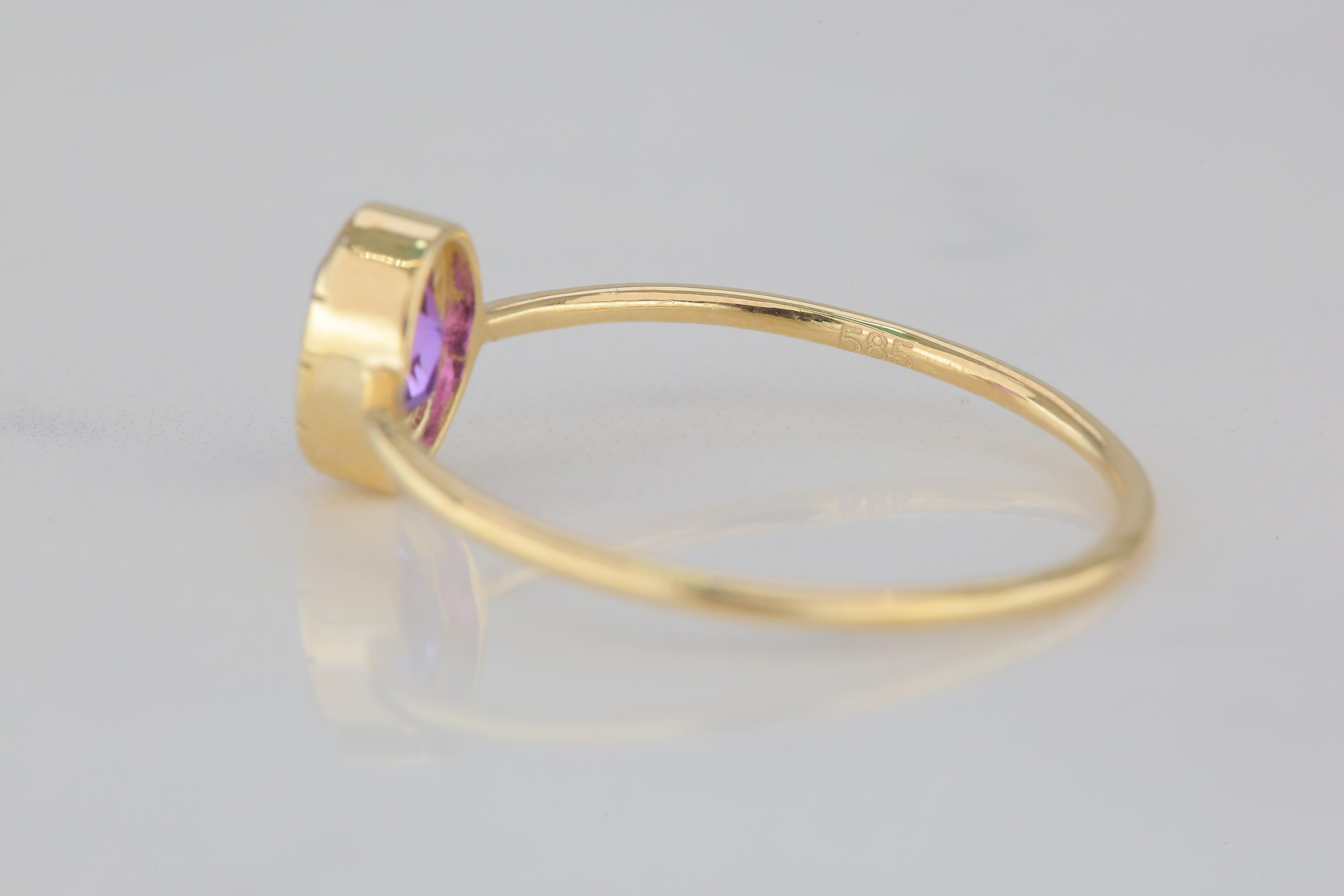 0.42 Ct Oval Cut Amethyst 14K Gold Birthstone Ring 5