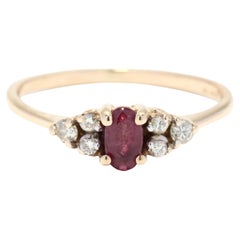 0,42 Karat Rubin-Diamantring, 14K Gelbgold, Ring, Kleiner Rubinring