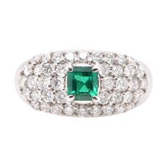 0.428 Carat Colombian Emerald and Diamond Cocktail Ring Set in Platinum