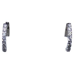 0.42ct Diamond Hoop Huggie Earrings 18ct White Gold 3.2g