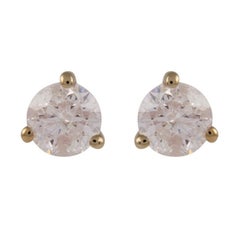0.42ct Light Pink Round Diamond Stud Earrings 14k Yellow Gold