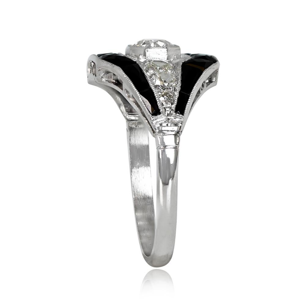 Art Deco 0.42ct Old European Cut Diamond Engagement Ring, I Color, Platinum