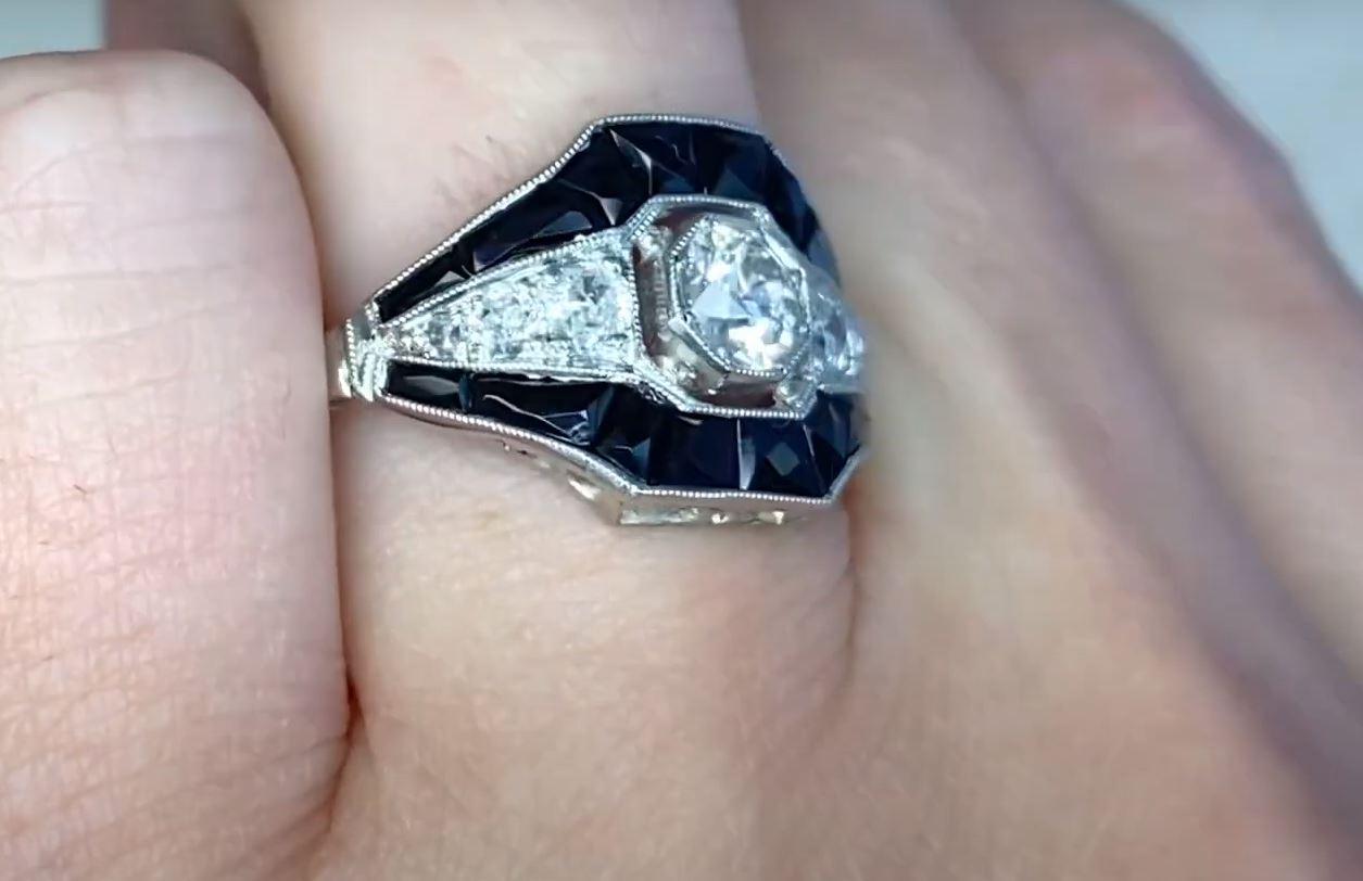 0.42ct Old European Cut Diamond Engagement Ring, I Color, Platinum 1