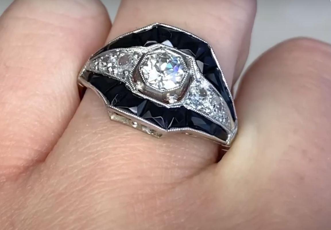 0.42ct Old European Cut Diamond Engagement Ring, I Color, Platinum 2